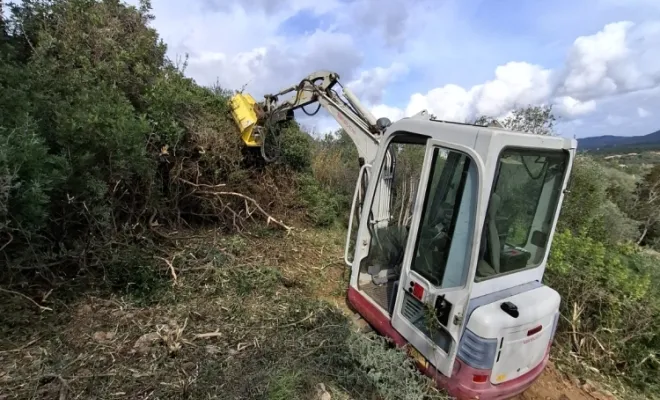 Démaquisage avant la création de la piste pour la pose de clôture, Lecci