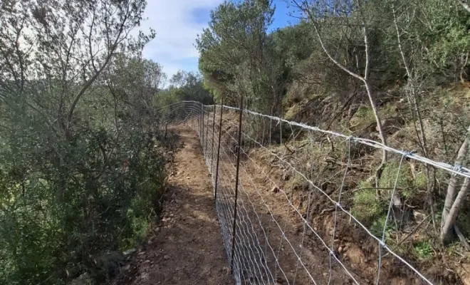 Clôture fer et grillage renforcée avec trois rangs de barbelés, Lecci