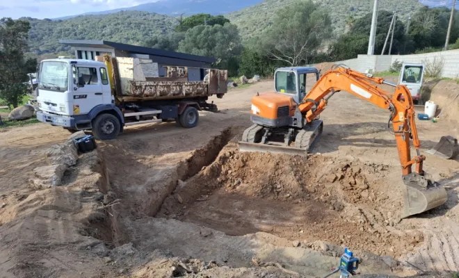 Implantation et terrassement d'un bâtiment à Pianottoli-caldarello, Porto-Vecchio, Corse TPM
