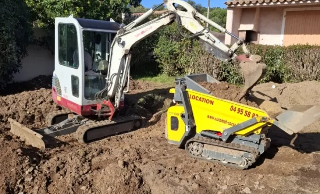 Extraction de terre et évacuation, Porto-Vecchio, Corse TPM